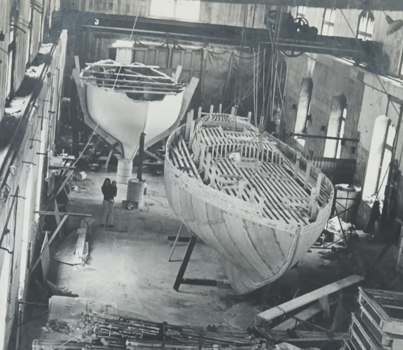 Boats under construction in Bermuda's naval dockyard